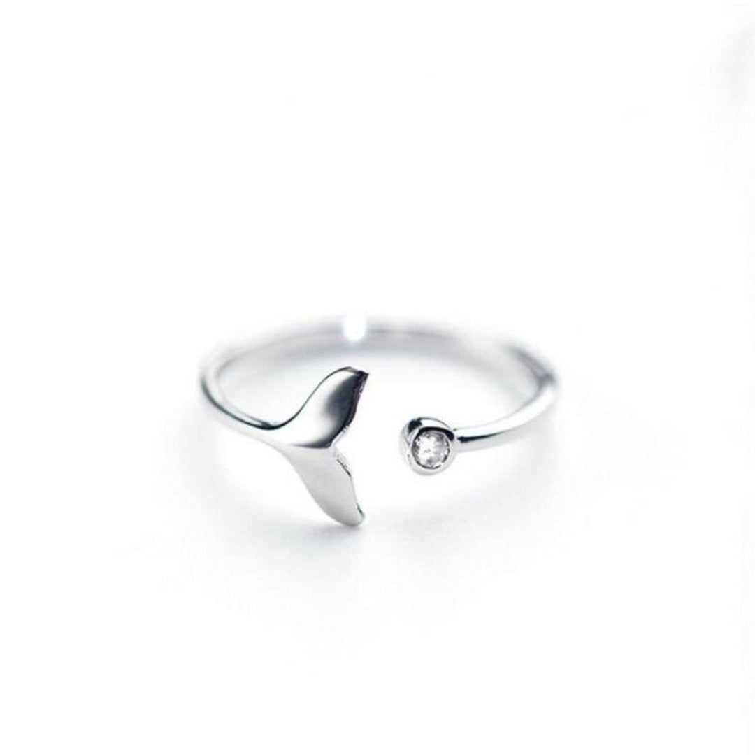 Eleganter Delphinschwanz-Ring aus hochwertigem 925er Sterlingsilber mit verstellbarem Zirkoniumdioxid für individuellen Stil