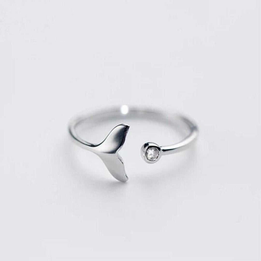 Eleganter Delphinschwanz-Ring aus hochwertigem 925er Sterlingsilber mit verstellbarem Zirkoniumdioxid für individuellen Stil
