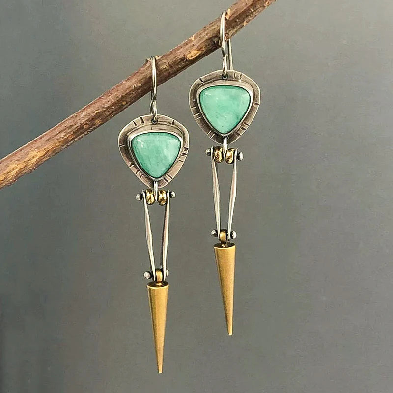 Elegante Boho-Ohrringe aus hochwertigem grĂŒnem Harzstein