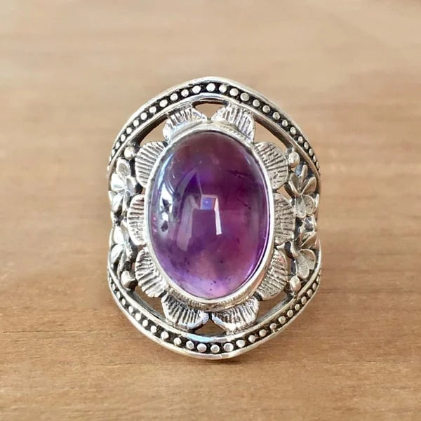 Lila Edelstein Blumen-Eleganz Ring