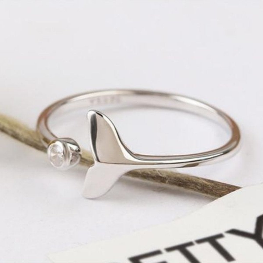 Eleganter Delphinschwanz-Ring aus hochwertigem 925er Sterlingsilber mit verstellbarem Zirkoniumdioxid für individuellen Stil