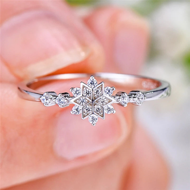 Eleganter Schneeflockenring aus hochwertigem 925 Sterling Silber