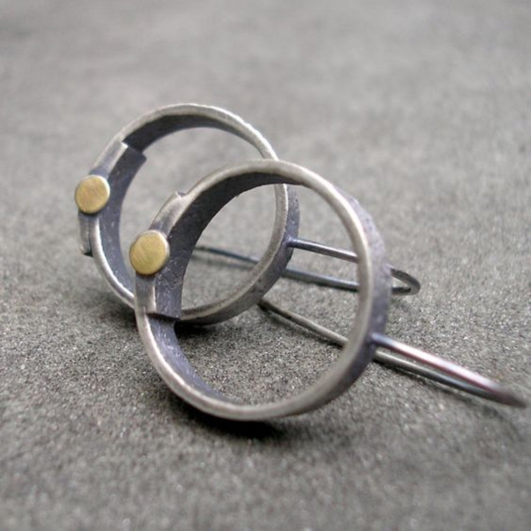 Elegante Vintage Silberne Kreissohrringe