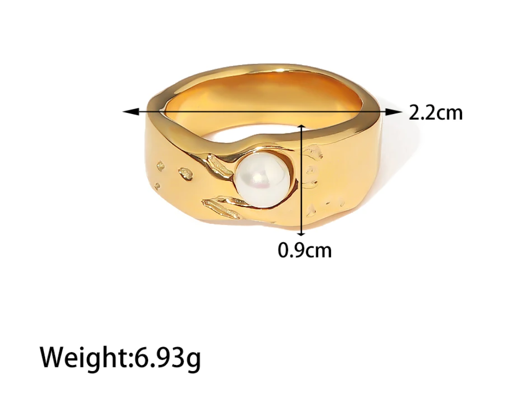 Eleganter 18 Karat vergoldeter Ring mit einer bezaubernden Schicksalsperle