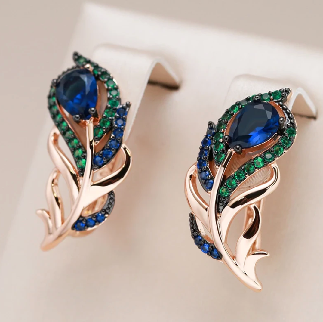Exquisites Pfau-Set aus 18K Roségold-Vergoldung