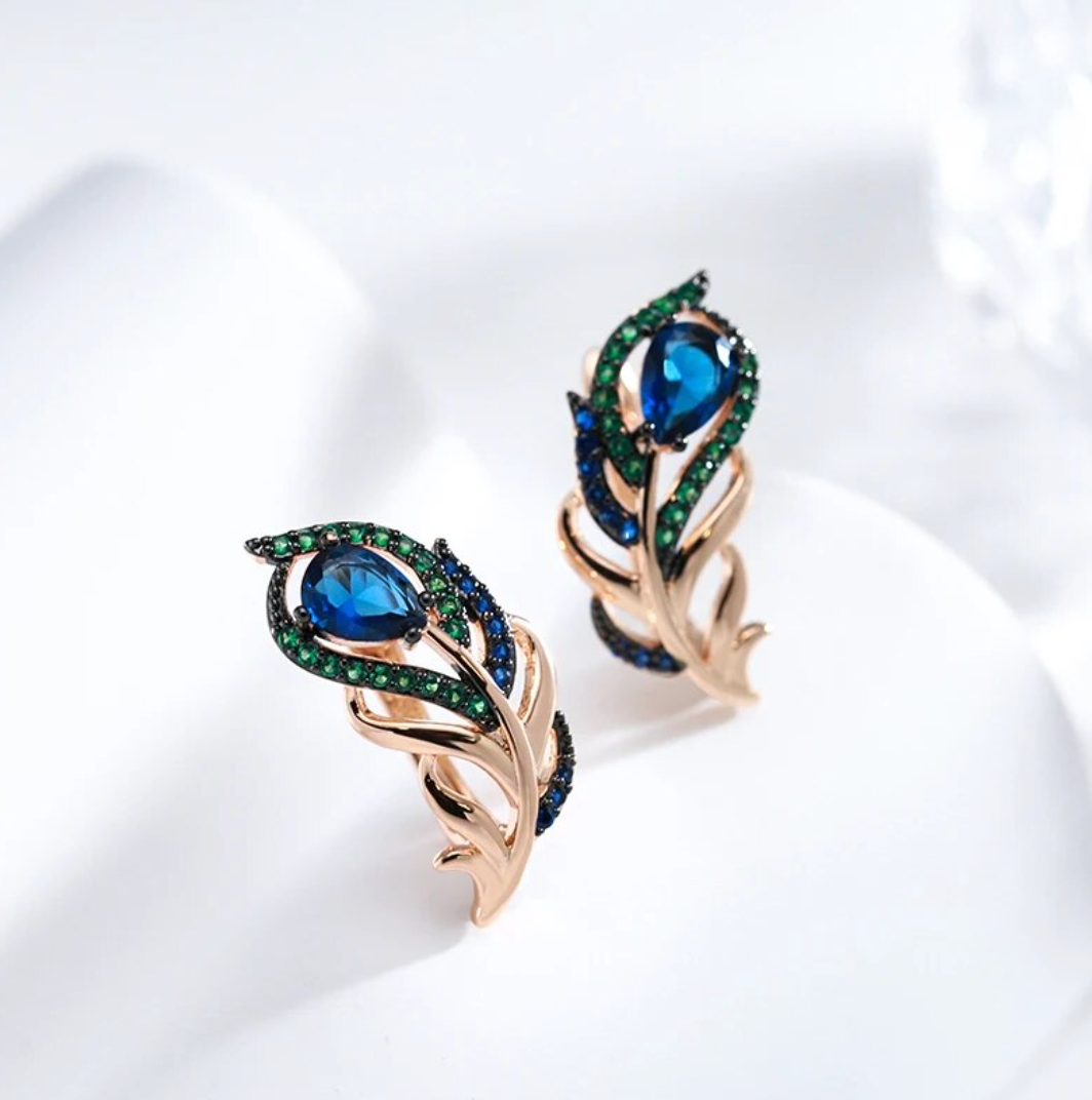 Exquisites Pfau-Set aus 18K Roségold-Vergoldung