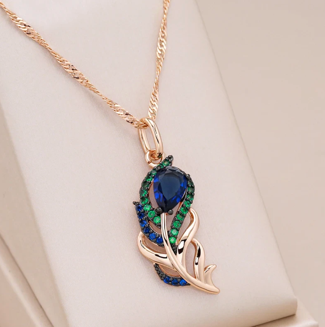 Exquisites Pfau-Set aus 18K Roségold-Vergoldung