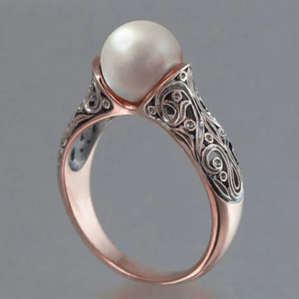 Hervorragender Vintage-Roségold-Perlenring
