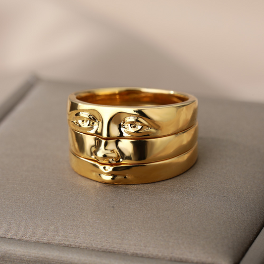 Elegante 18K Goldplattierte Trio von verstellbaren und stapelbaren Ringen