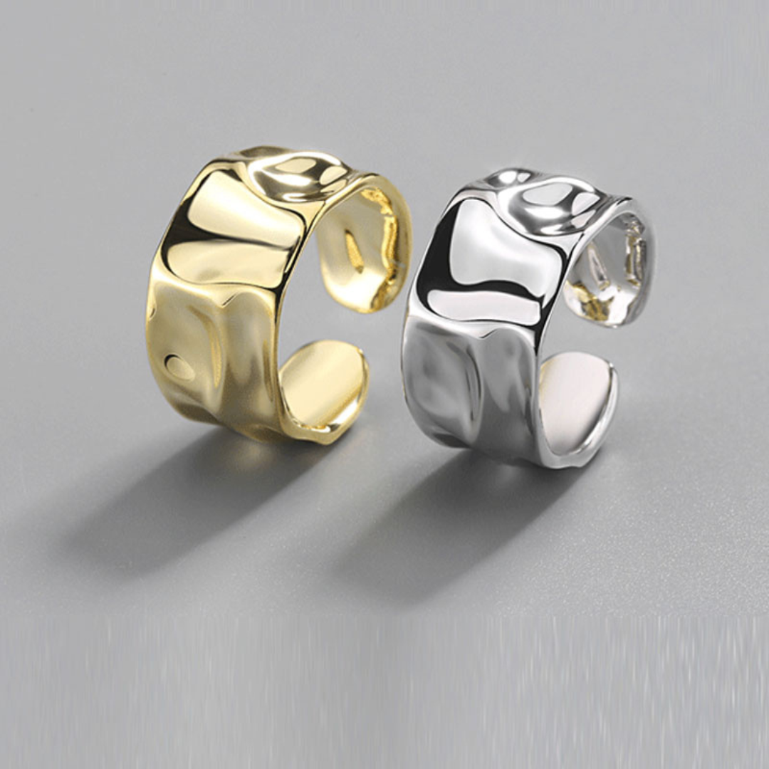 Eleganter asymmetrischer breiter Ring aus hochwertigem 925er Sterlingsilber