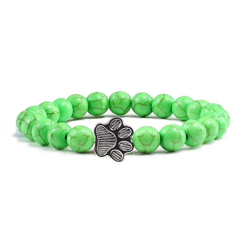 MELIA – Elegantes Perlenarmband mit charmantem Pfotenanhänger aus natürlichem Steinstoff
