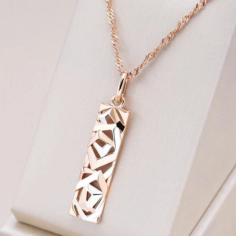 Elegante rechteckige Schmuck-Halskette mit goldenem Anhänger