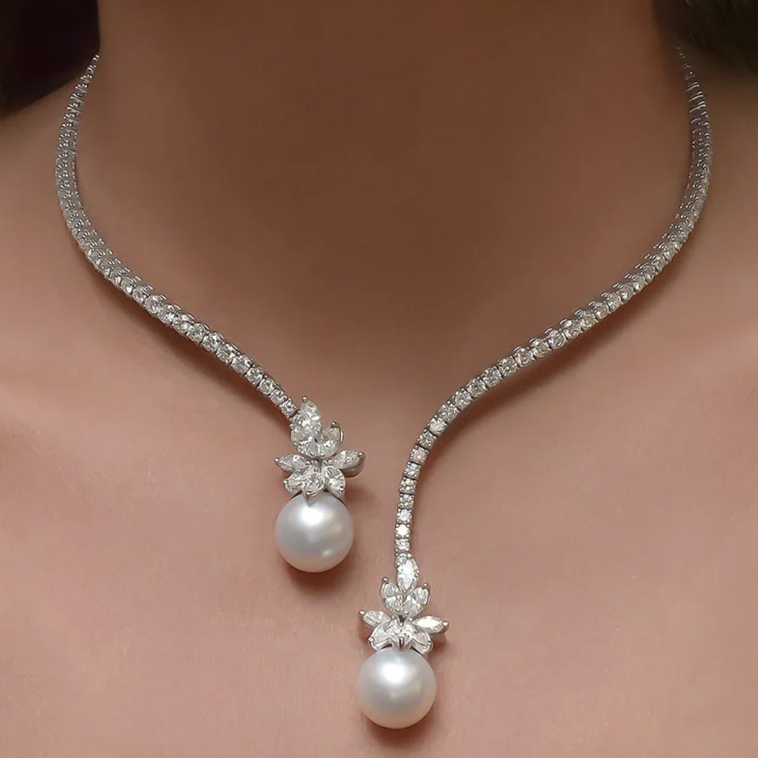 Glänzende Sterling Silber Halskette mit edlen Perlen – Eleganz für jeden Anlass!