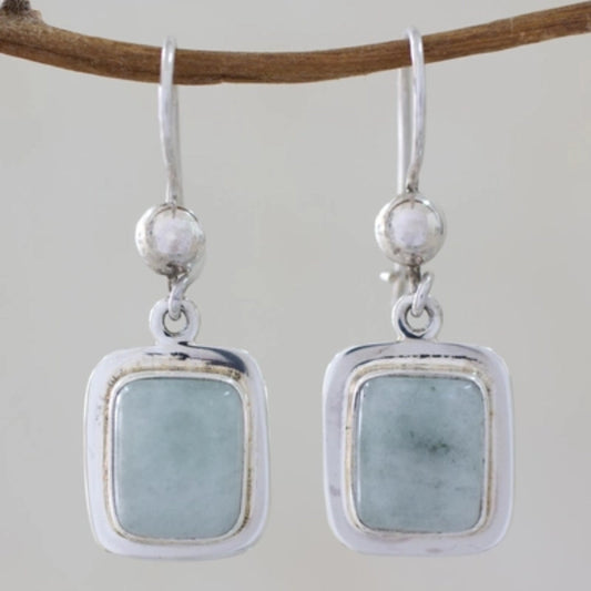 Elegante quadratische Vintage-Ohrringe in Blau aus hochwertigem Sterlingsilber