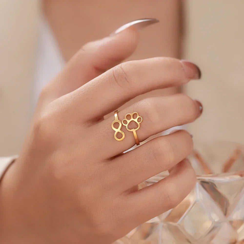 AYLA – Eleganter verstellbarer Infinity-Pfotenring aus hochwertigem Edelstahl