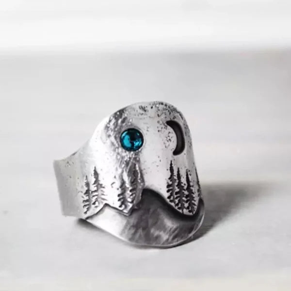 Mystischer Waldblauer Mondring
