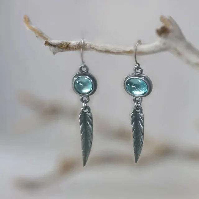 Elegante Vintage-Ohrringe mit blauen Kristallfedern