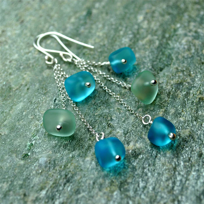 Elegante Vintage-Ohrringe in Blau