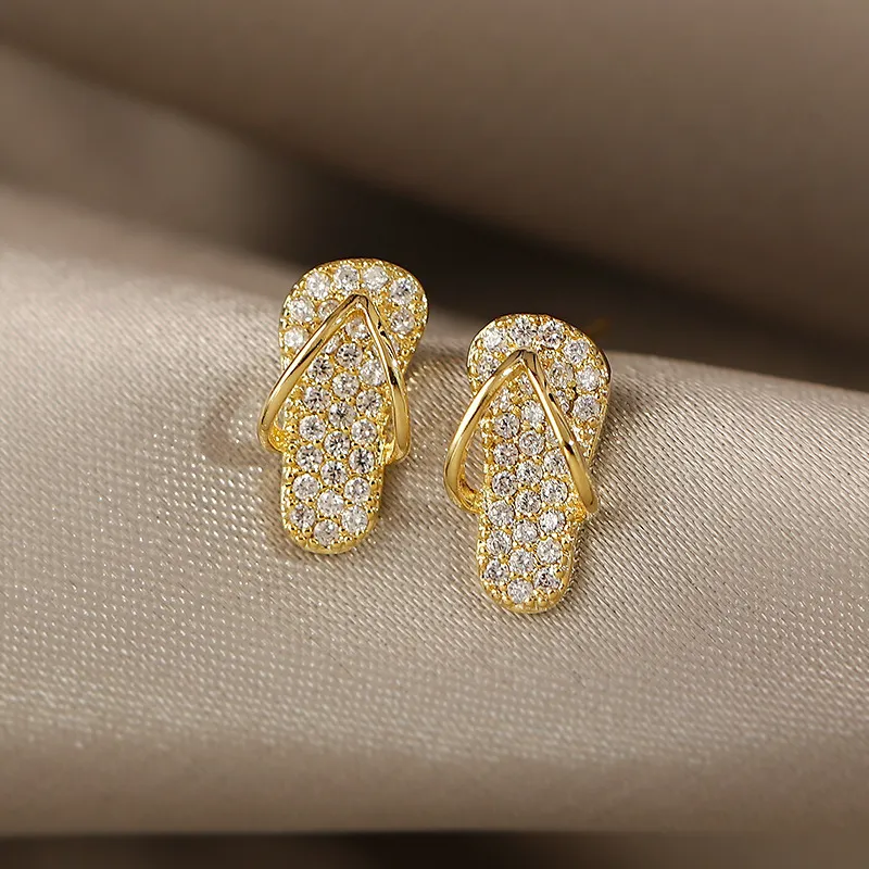 Glamouröse Goldglitzer-Flip-Flop-Ohrringe für strahlende Akzente