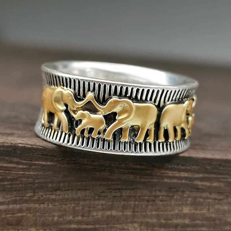 Charmanter Vintage Goldene Elefantenring