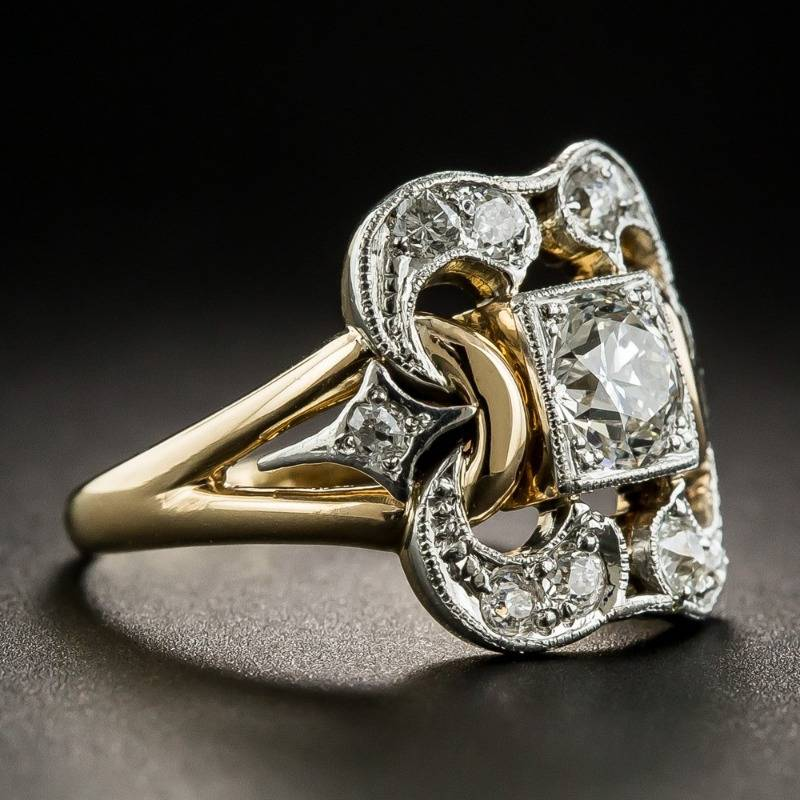 Eleganter Vintage Goldring mit funkelnden Zirkonia-Akzenten