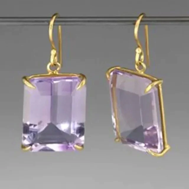 Elegante Vintage Lila Kristall Goldohrringe