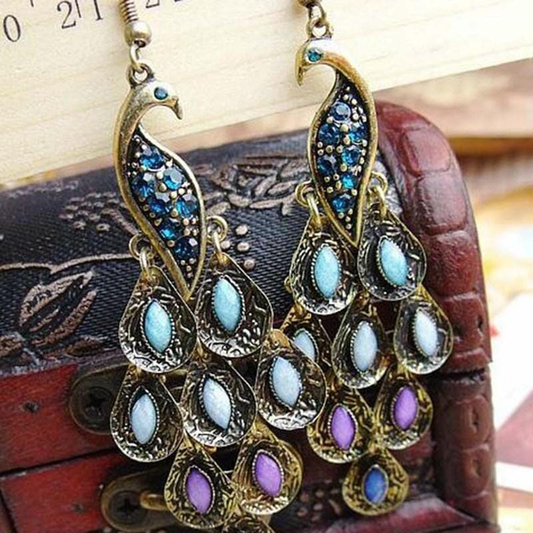 Elegante Vintage Pfau Ohrringe mit funkelnden Kristallen
