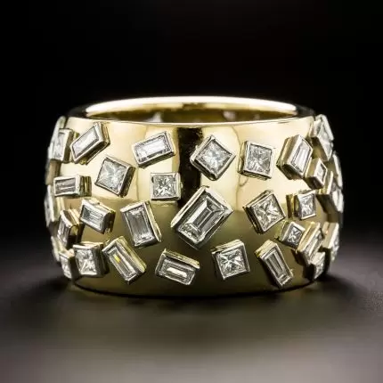 Vintage-Goldring mit atemberaubenden Glasintarsien
