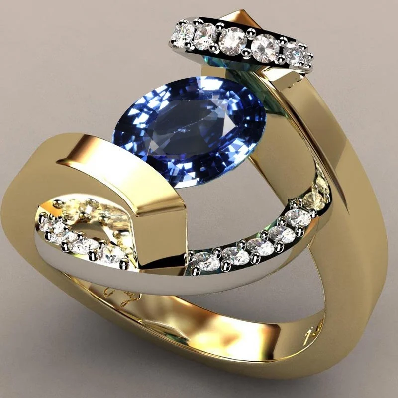 Eleganter Vintage-Ring mit strahlendem blauen Zirkon
