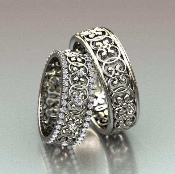 Elegantes Set aus vintage Silber Hohlringen
