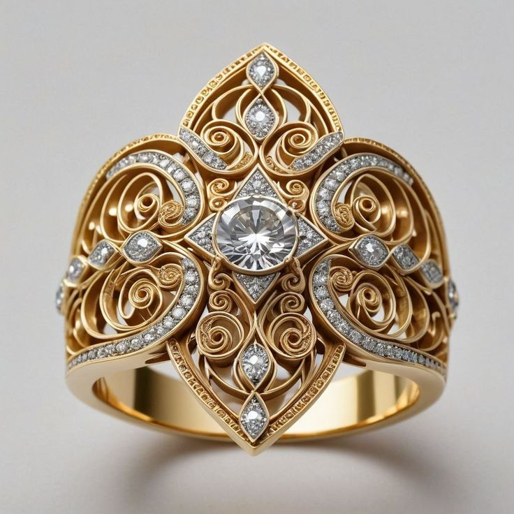 Eleganter vergoldeter Ring mit funkelndem Kristall