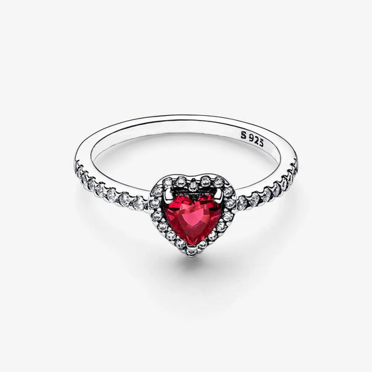 Eleganter Rubin Herzring aus hochwertigem 925 Sterling Silber
