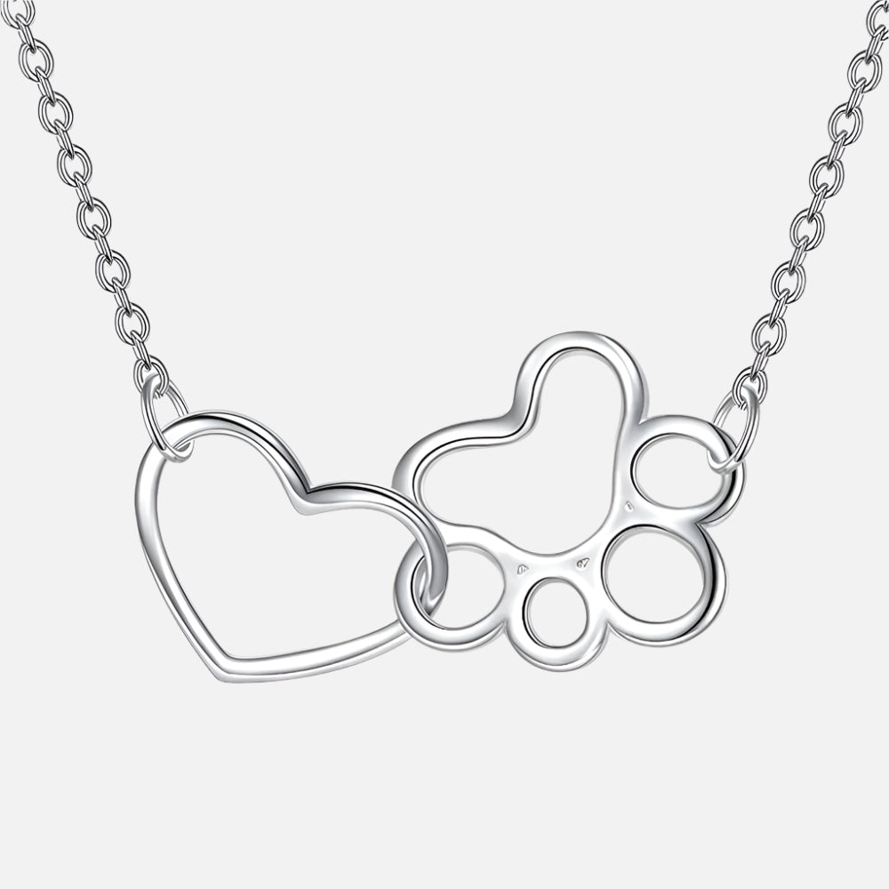 ILYA – Elegante Pfoten-Halskette aus 925er Sterlingsilber mit bezauberndem Herz-Kristallanhänger