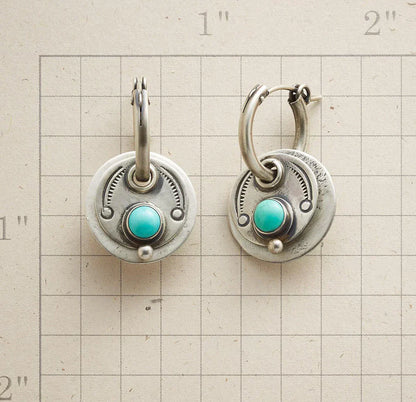 Fascinating Boho Earrings with Radiant Turquoise Stones in Elegant Silver