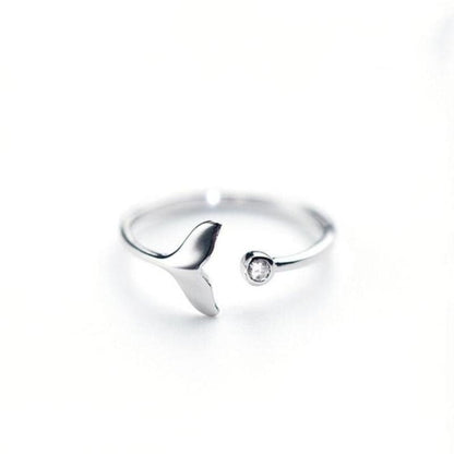 Eleganter Delphinschwanz-Ring aus hochwertigem 925er Sterlingsilber mit verstellbarem Zirkoniumdioxid für individuellen Stil
