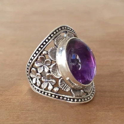 Lila Edelstein Blumen-Eleganz Ring