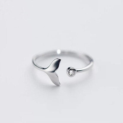 Eleganter Delphinschwanz-Ring aus hochwertigem 925er Sterlingsilber mit verstellbarem Zirkoniumdioxid für individuellen Stil