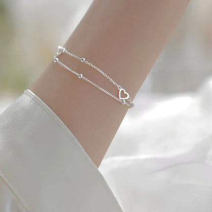 Elegantes verstellbares Herzarmband aus hochwertigem Silber