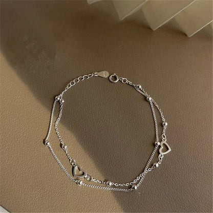 Elegantes verstellbares Herzarmband aus hochwertigem Silber