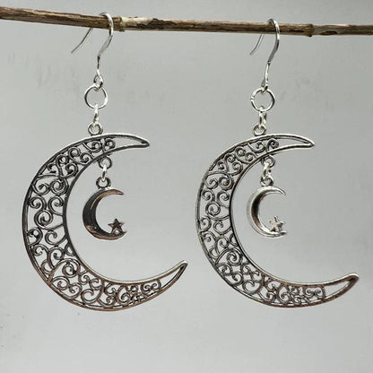 Elegante silberne Mond-Ohrringe