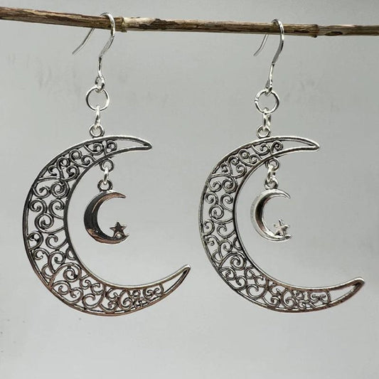 Elegante silberne Mond-Ohrringe