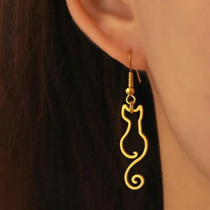 Exquisite Vintage-Katzenohrringe in Gold