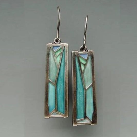Stilvolle rechteckige Ohrringe in elegantem blauem Emaille