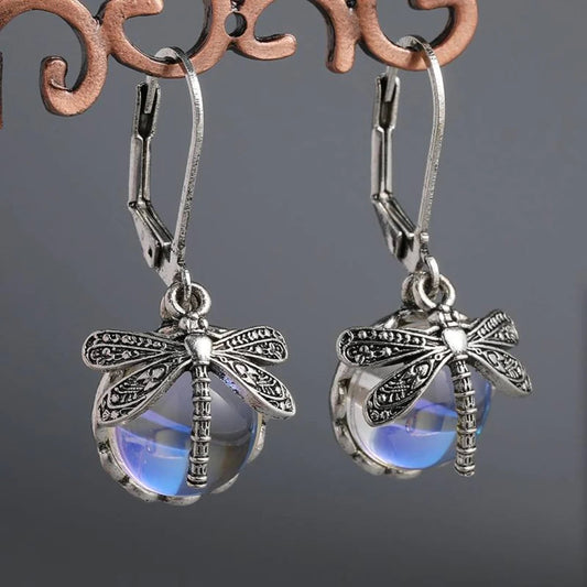 Elegante Vintage Libelle Ohrringe aus Sterlingsilber mit funkelnden Kristallen