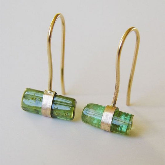 Exquisite Vintage Gold Grüner Stein Ohrringe