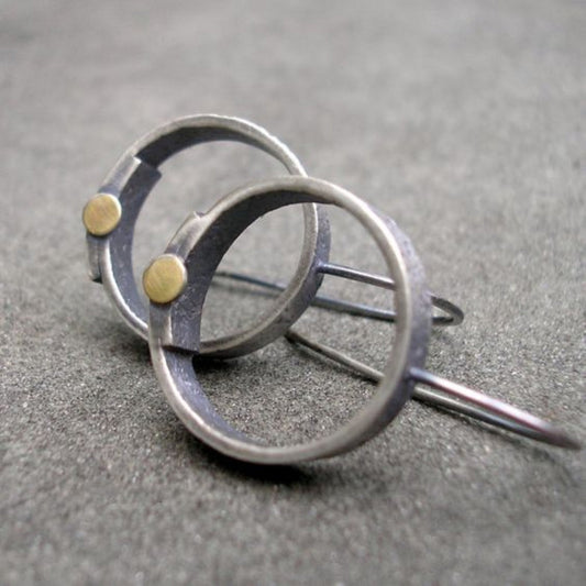Elegante Vintage Silberne Kreissohrringe