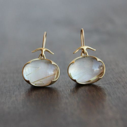 Exquisite Vintage Mondstein Goldohrringe