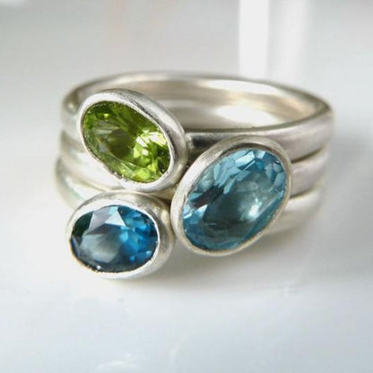 Charmanter Vintage Oval Zirkonia Silberring - Zeitlose Eleganz