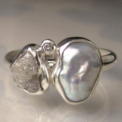 Eleganter Vintage Barock Perlenring aus hochwertigem Silber