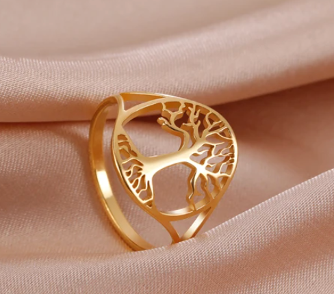 Eleganter 18 Karat vergoldeter Lebensbaum-Ring – das perfekte Geschenk für die beste Mutter!